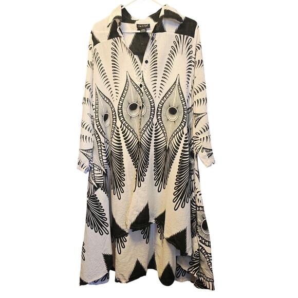 Step in style lagenlook boho peacock feather tunic top size large - Picture 1 of 4